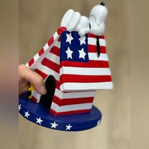 Peanuts Patriotic Red White Blue Doghouse Figurine